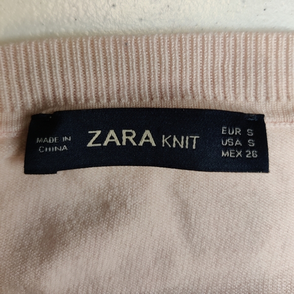 Zara Pink Pearl Knit Sweater Size Small - Picture 3 of 3